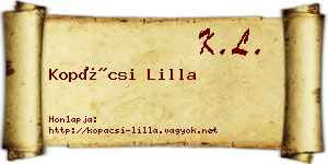 Kopácsi Lilla névjegykártya
